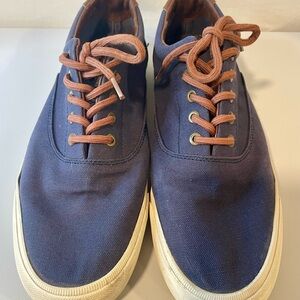 Joseph Abboud Navy Canvas Sneakers with Brown Laces